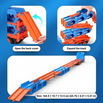 3-in-1 Car Transporter Truck with Racetrack & Toy Cars