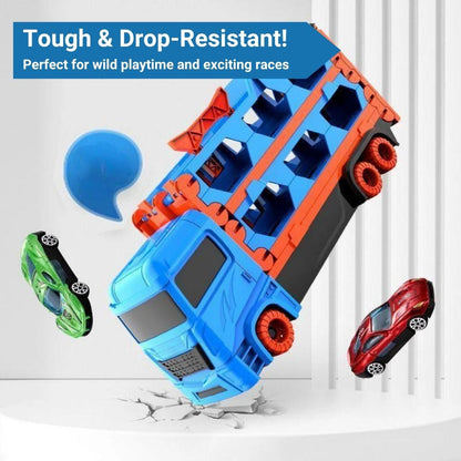 3-in-1 Car Transporter Truck with Racetrack & Toy Cars