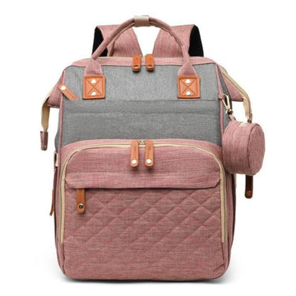 BabyBag 2in1 – Changing Backpack with Fold-Out Baby Bed - Blush Pink & Grey - KiddaraWorld UK