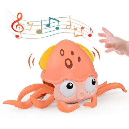 Crawl & Play – Interactive Octopus Toy with Music & Lights-Orange