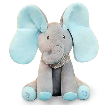 Peekaboo Singing Elephant – Cuddly Fun & Gentle Entertainment-Grey with Blue-1