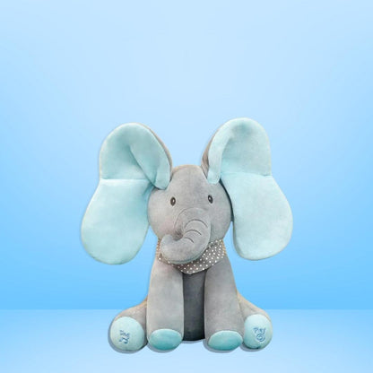 Peekaboo Singing Elephant – Cuddly Fun & Gentle Entertainment-Grey with Blue