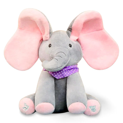 Peekaboo Singing Elephant – Cuddly Fun & Gentle Entertainment-Grey with Pink-1
