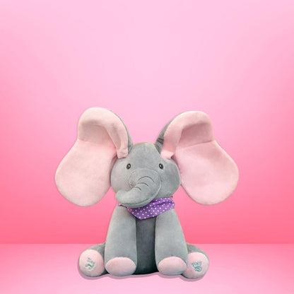 Peekaboo Singing Elephant – Cuddly Fun & Gentle Entertainment-Grey with Pink