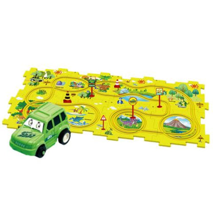 PuzzleRacer – Creative Race Track Set for Kids-Dinosaurs-15 Pieces