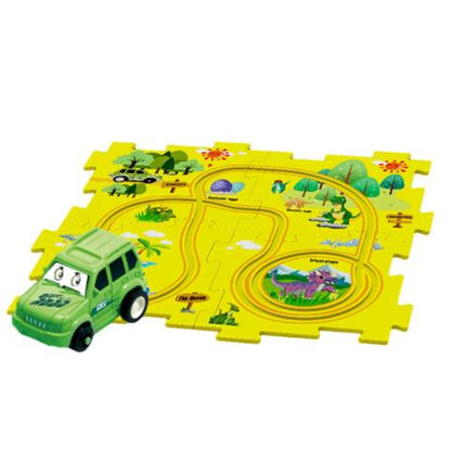 PuzzleRacer – Creative Race Track Set for Kids-Dinosaurs-5 Pieces