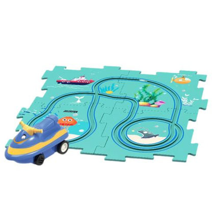 PuzzleRacer – Creative Race Track Set for Kids-Ocean-5 Pieces
