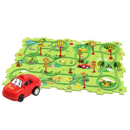 PuzzleRacer – Creative Race Track Set for Kids-Zoo-25 Pieces