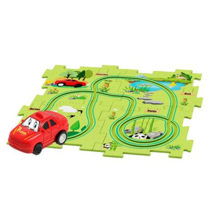 PuzzleRacer – Creative Race Track Set for Kids-Zoo-5 Pieces