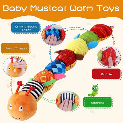 Sensory Plush Caterpillar – Musical & Rattle Baby Toy AU