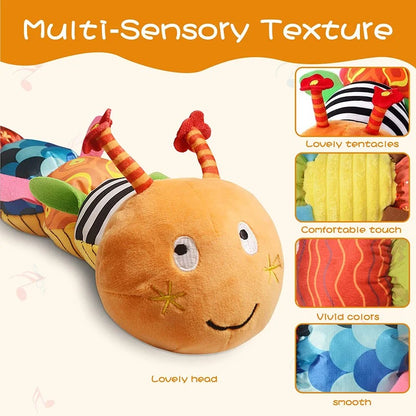 Sensory Plush Caterpillar – Musical & Rattle Baby Toy AU