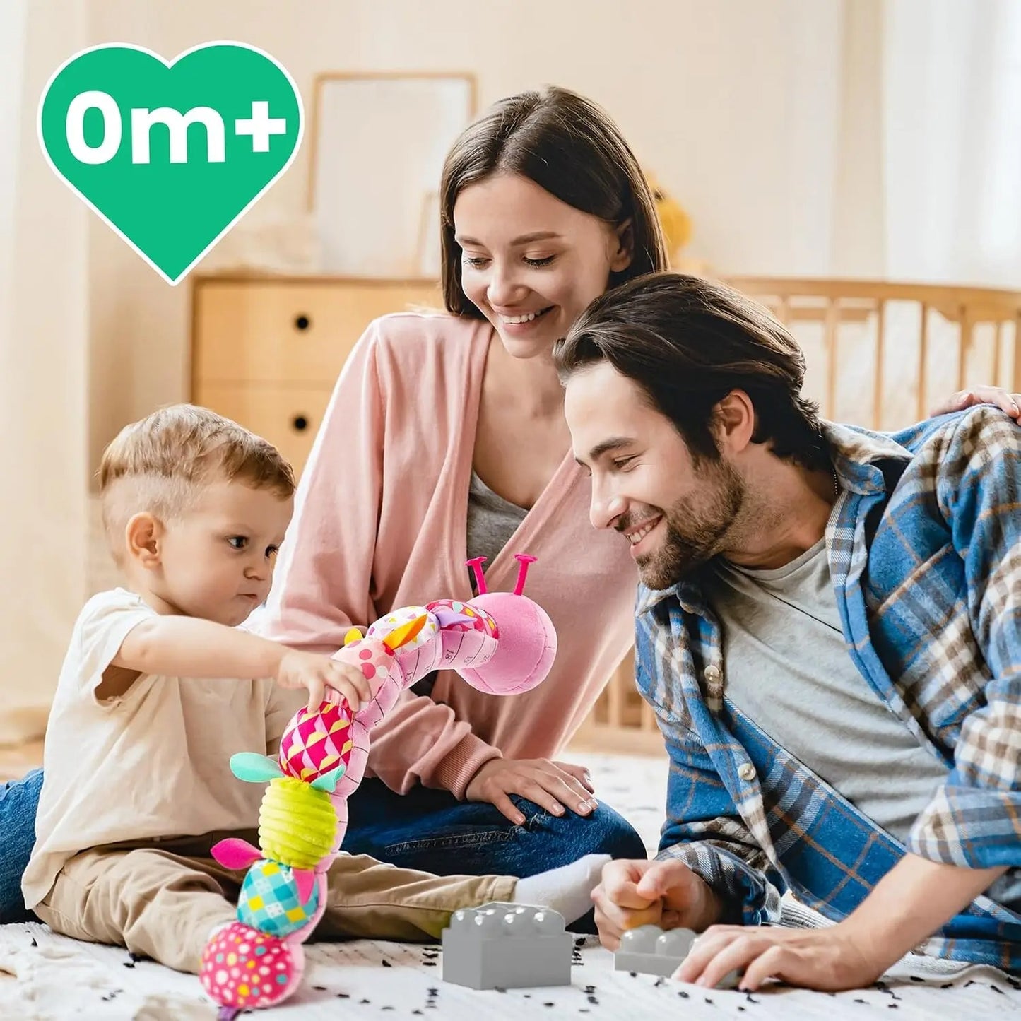 Sensory Plush Caterpillar – Musical & Rattle Baby Toy AU
