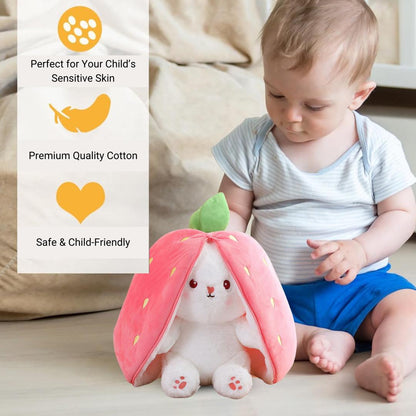 Strawberry Bunny – 2-in-1 Cuddly Plush Toy