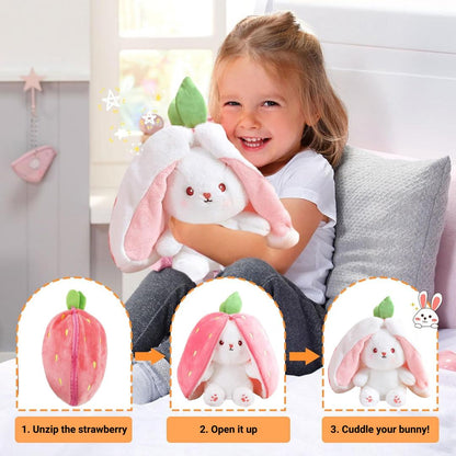 Strawberry Bunny – 2-in-1 Cuddly Plush Toy